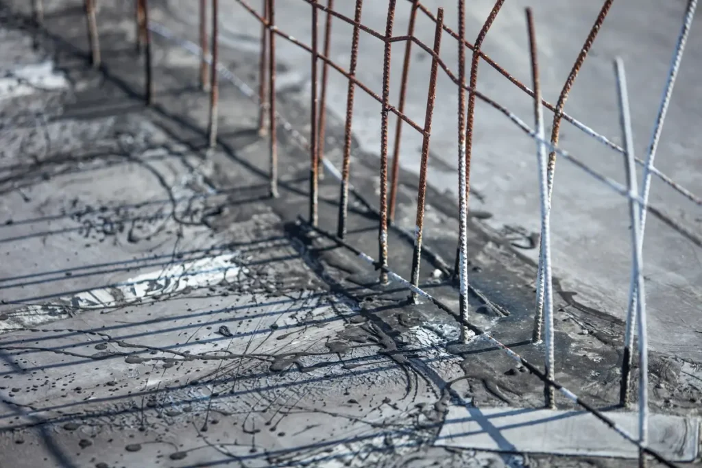 Installation of a temporary grease slipjoint on a concrete slab to allow for early-age shrinkage and post-tensioned slab shortening before structural locking.